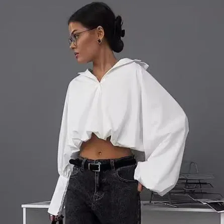 Asymmetrical Sleeve Shirts Sexy Revealing Tops Wholesale Womens Clothing N3824081300008
