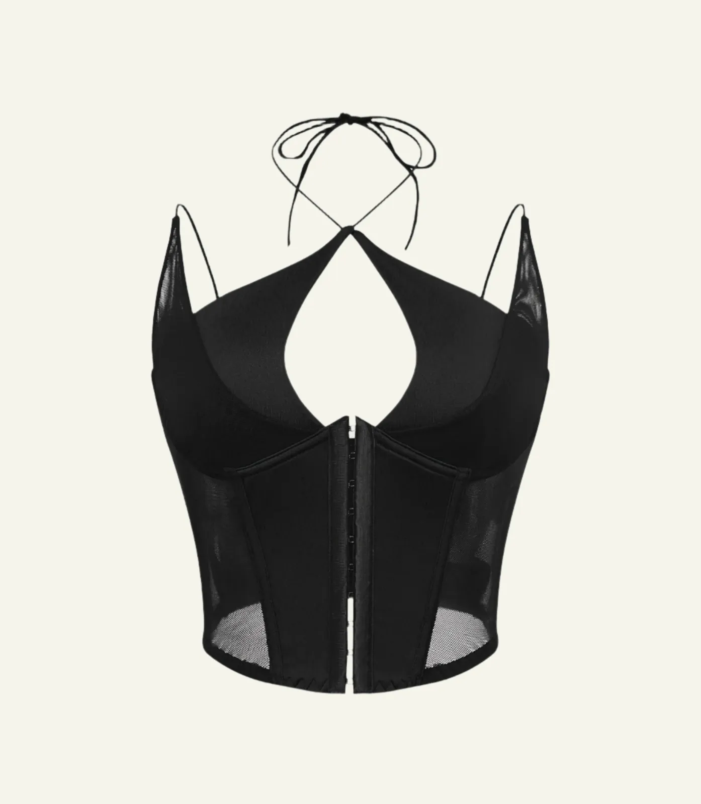 Cropped Mesh Halter Neck Corset