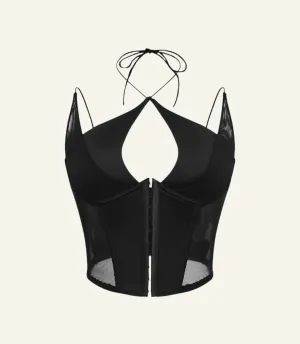 Cropped Mesh Halter Neck Corset