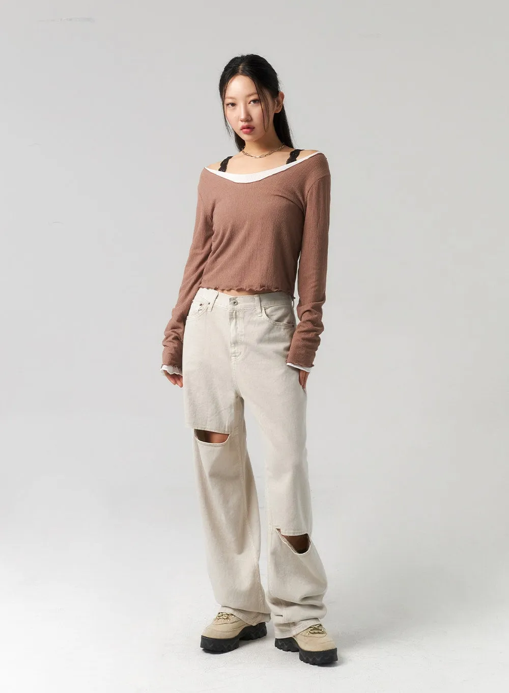 Cut Out Wide Pants CU328