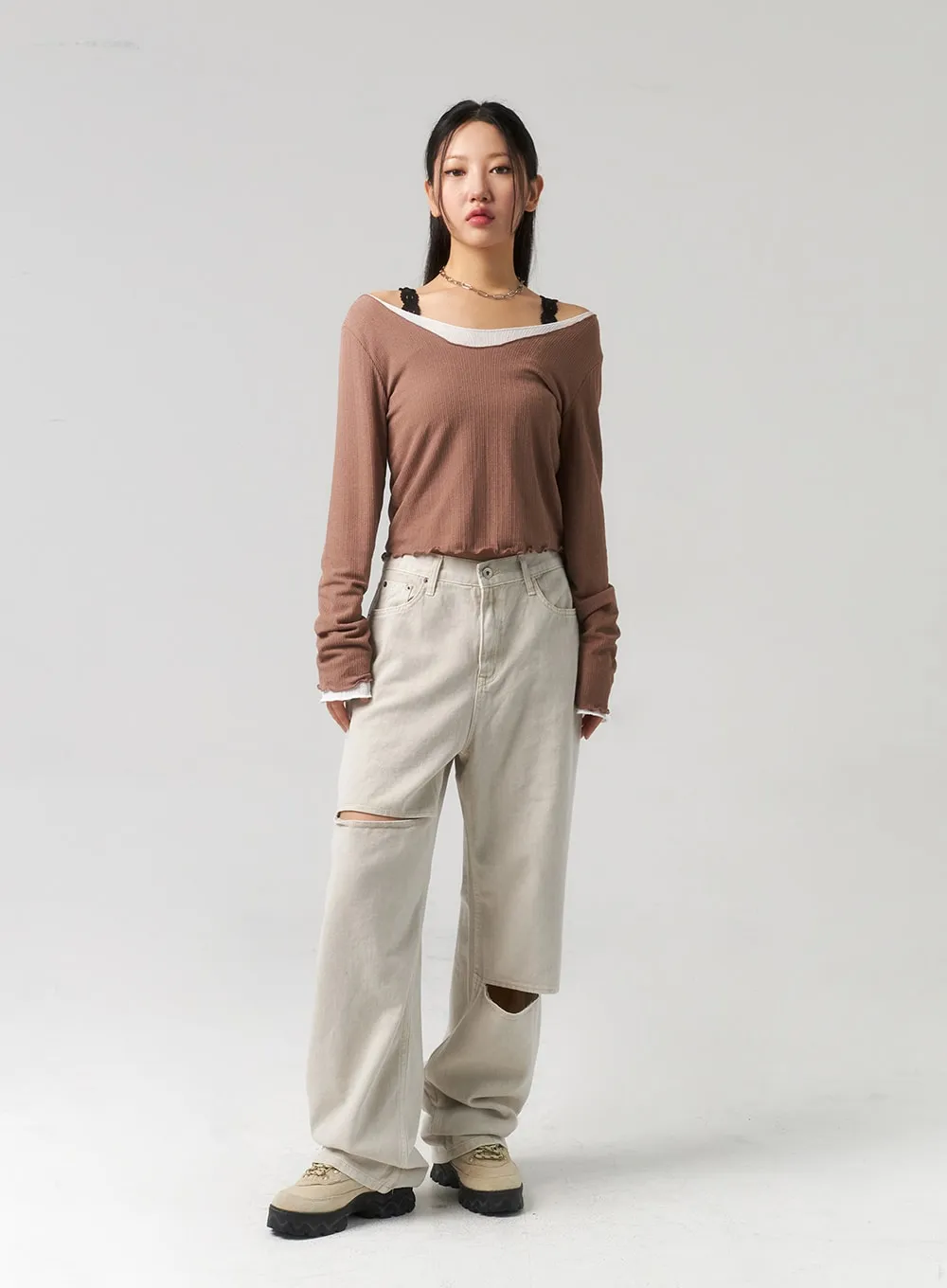 Cut Out Wide Pants CU328