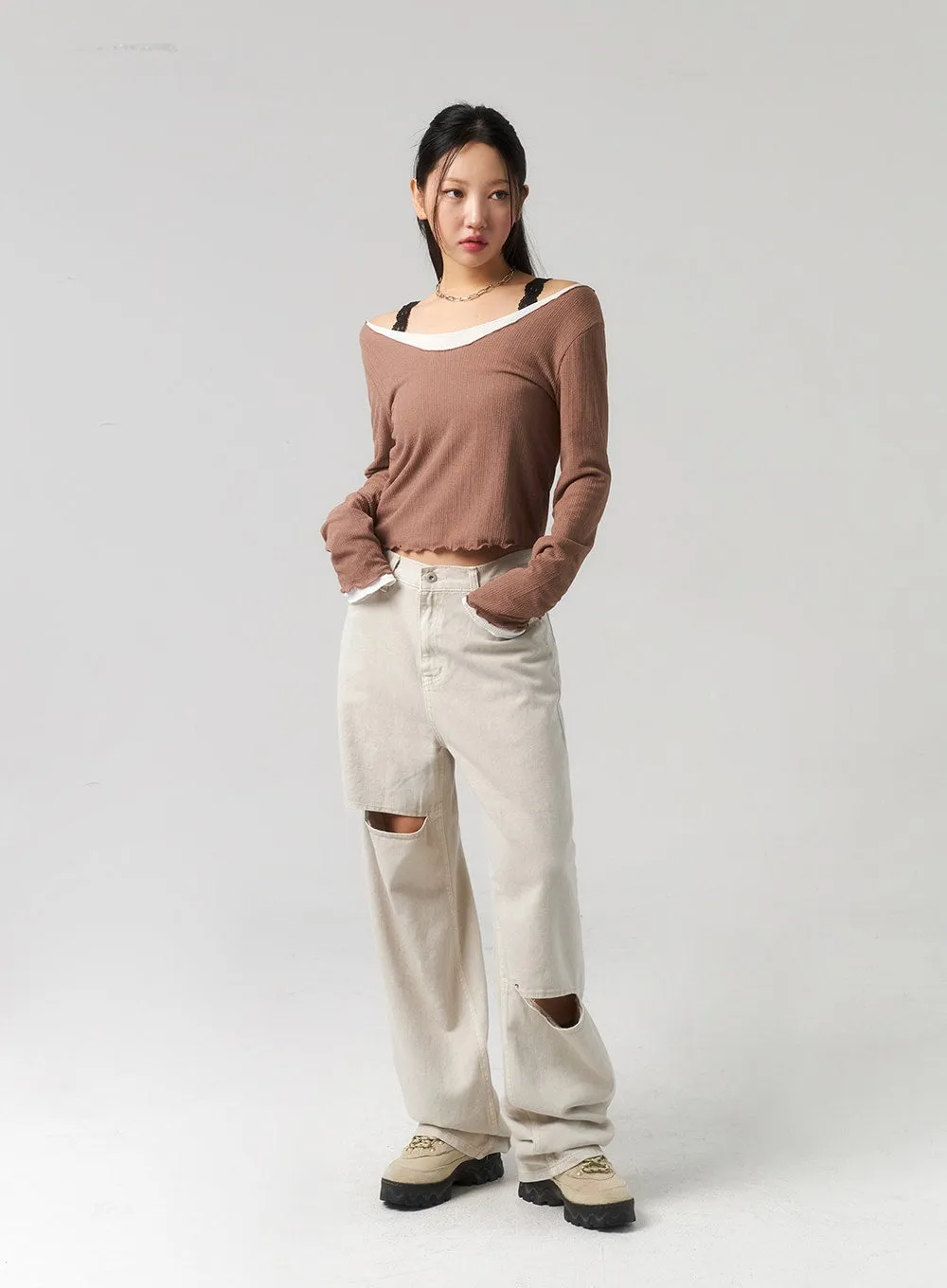 Cut Out Wide Pants CU328
