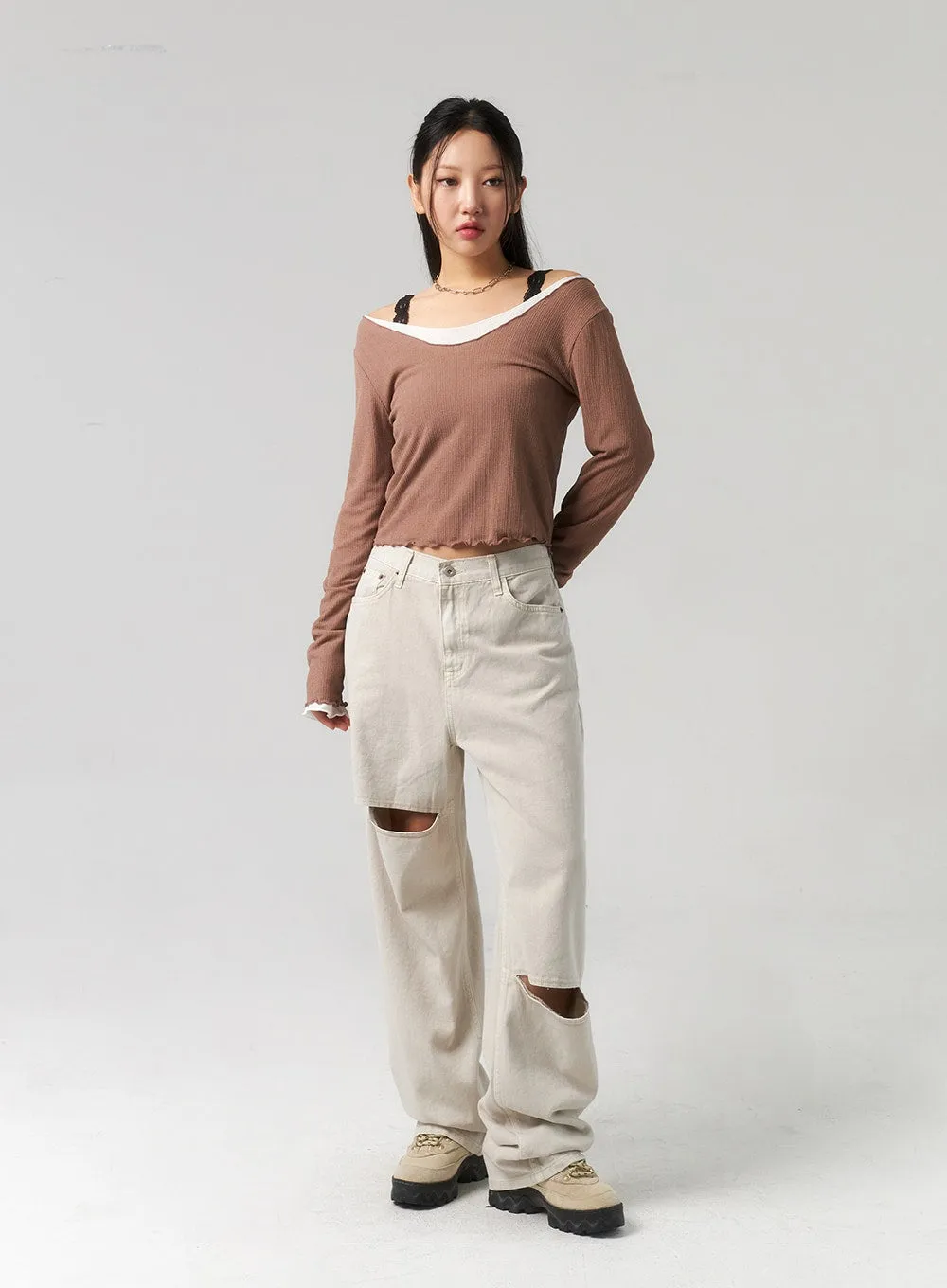 Cut Out Wide Pants CU328