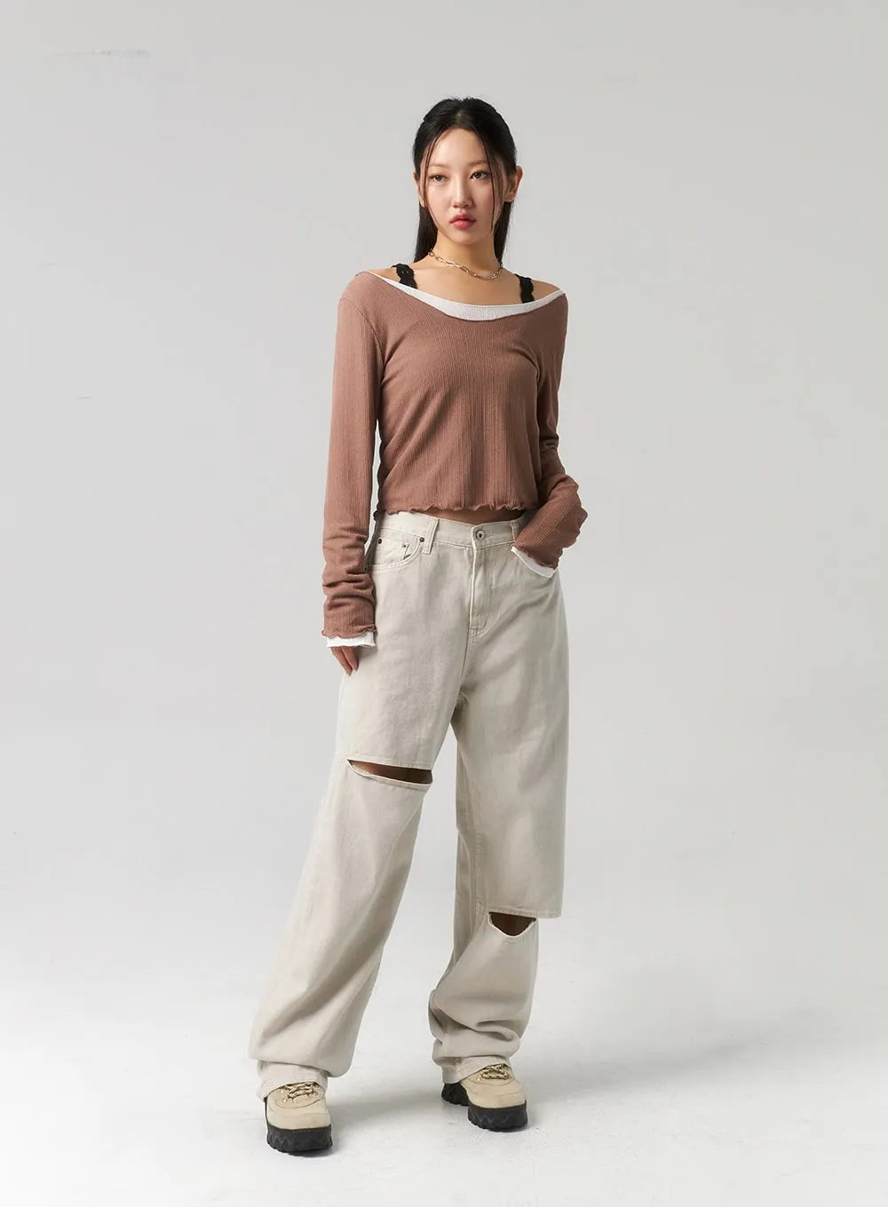 Cut Out Wide Pants CU328