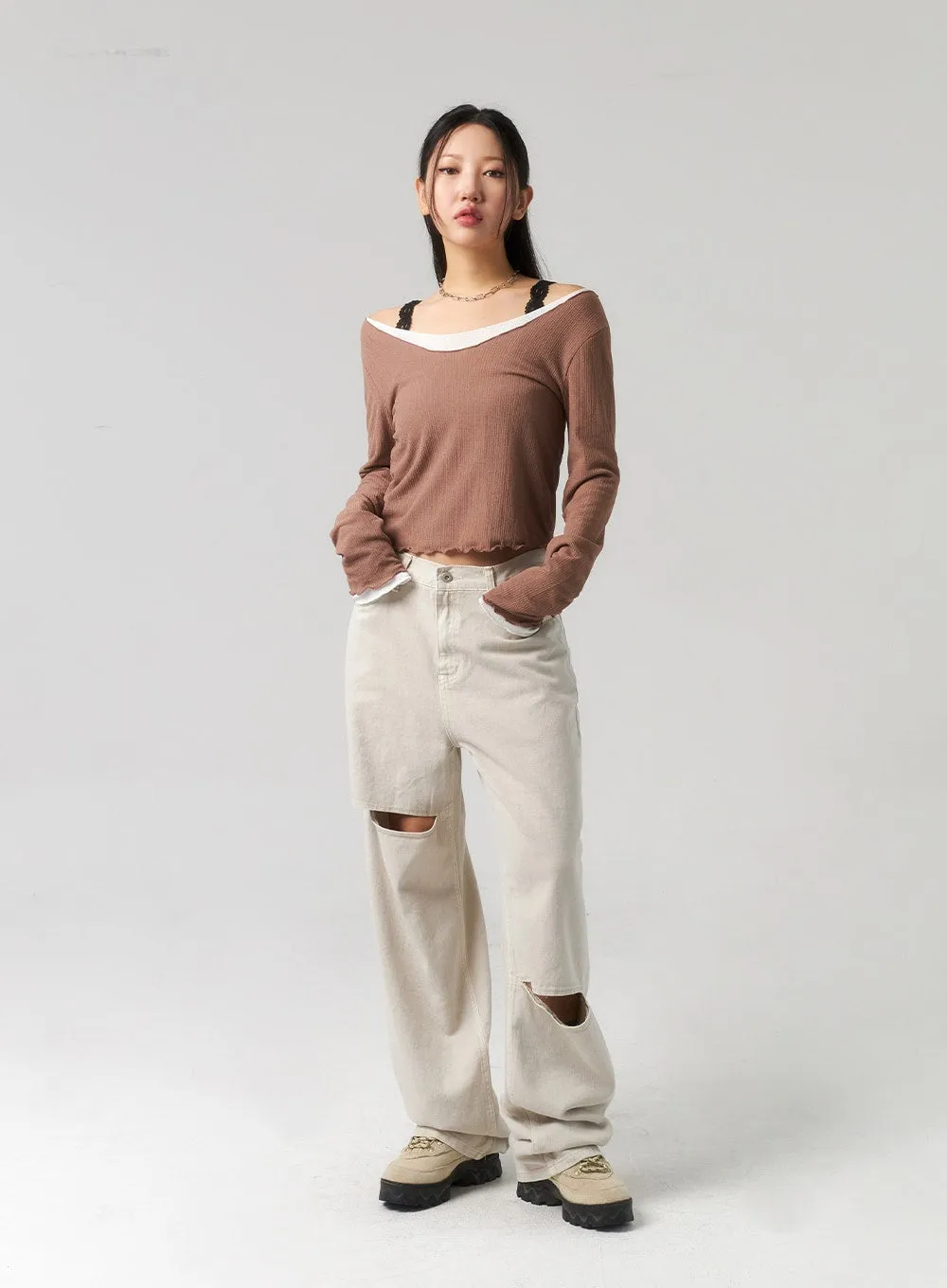 Cut Out Wide Pants CU328
