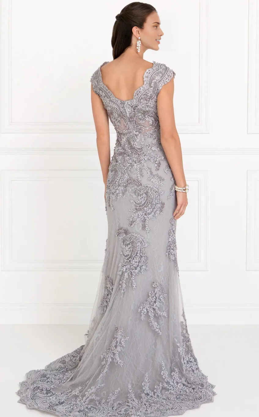 Elegant Evening Dress Cap Sleeve Lace Mermaid Gown Prom Dresses Mother of the Bride Dresses