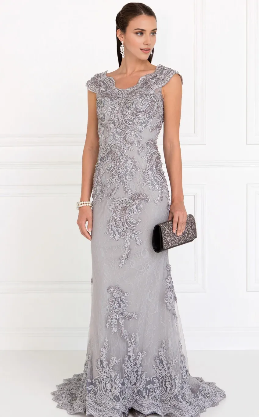 Elegant Evening Dress Cap Sleeve Lace Mermaid Gown Prom Dresses Mother of the Bride Dresses