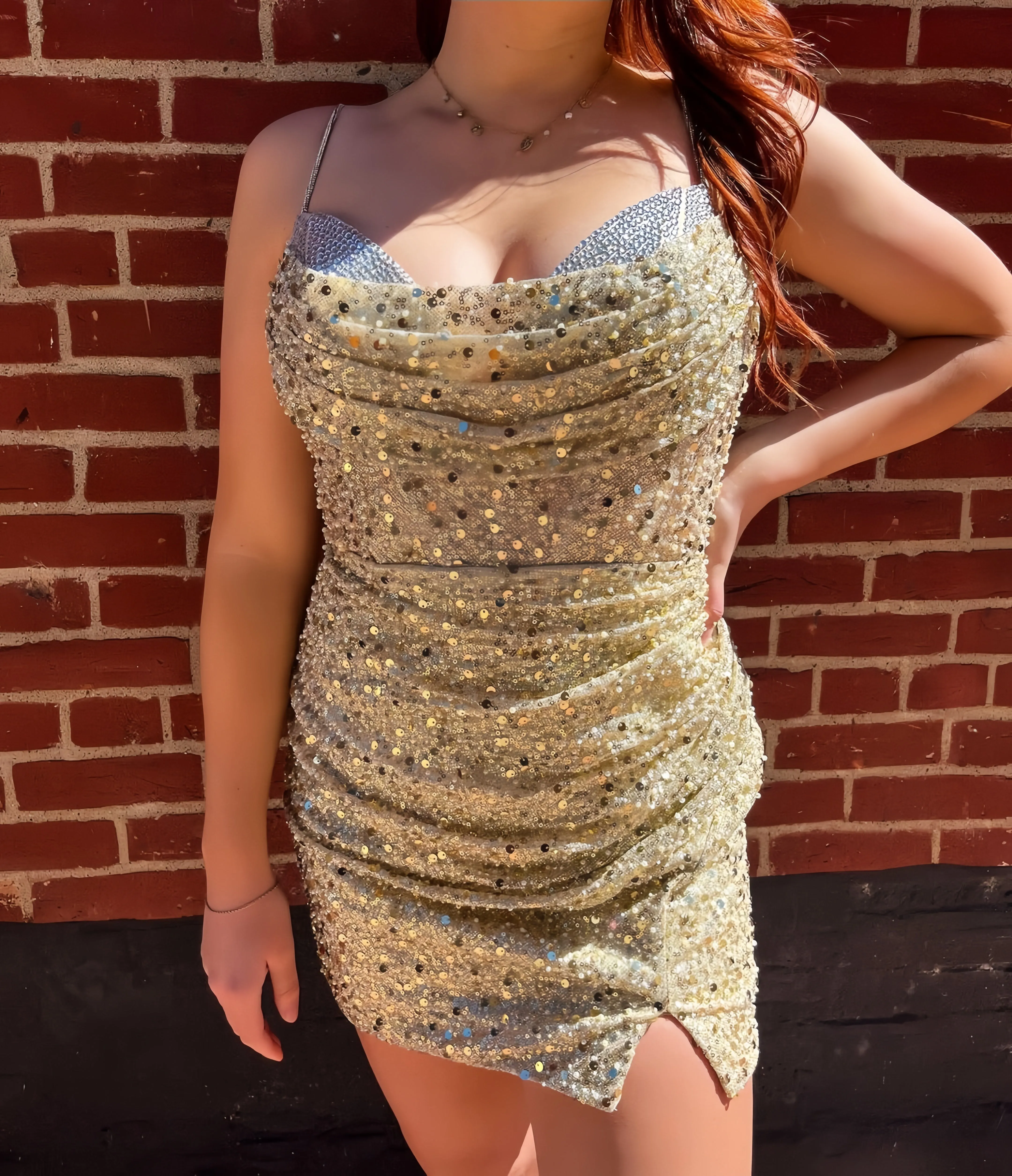 Gold Sequin Tight Homecoming Dresses Beaded Short Dress, LTP3353