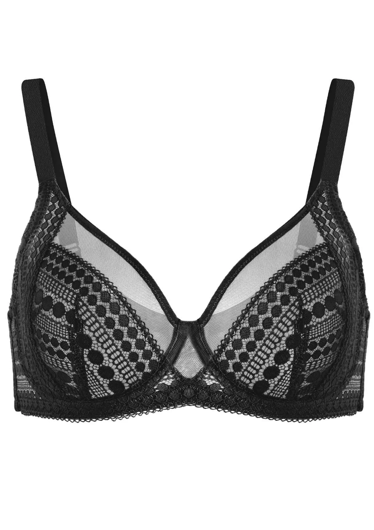 HSIA Polka Dot Sexy Black Lace Bra Set