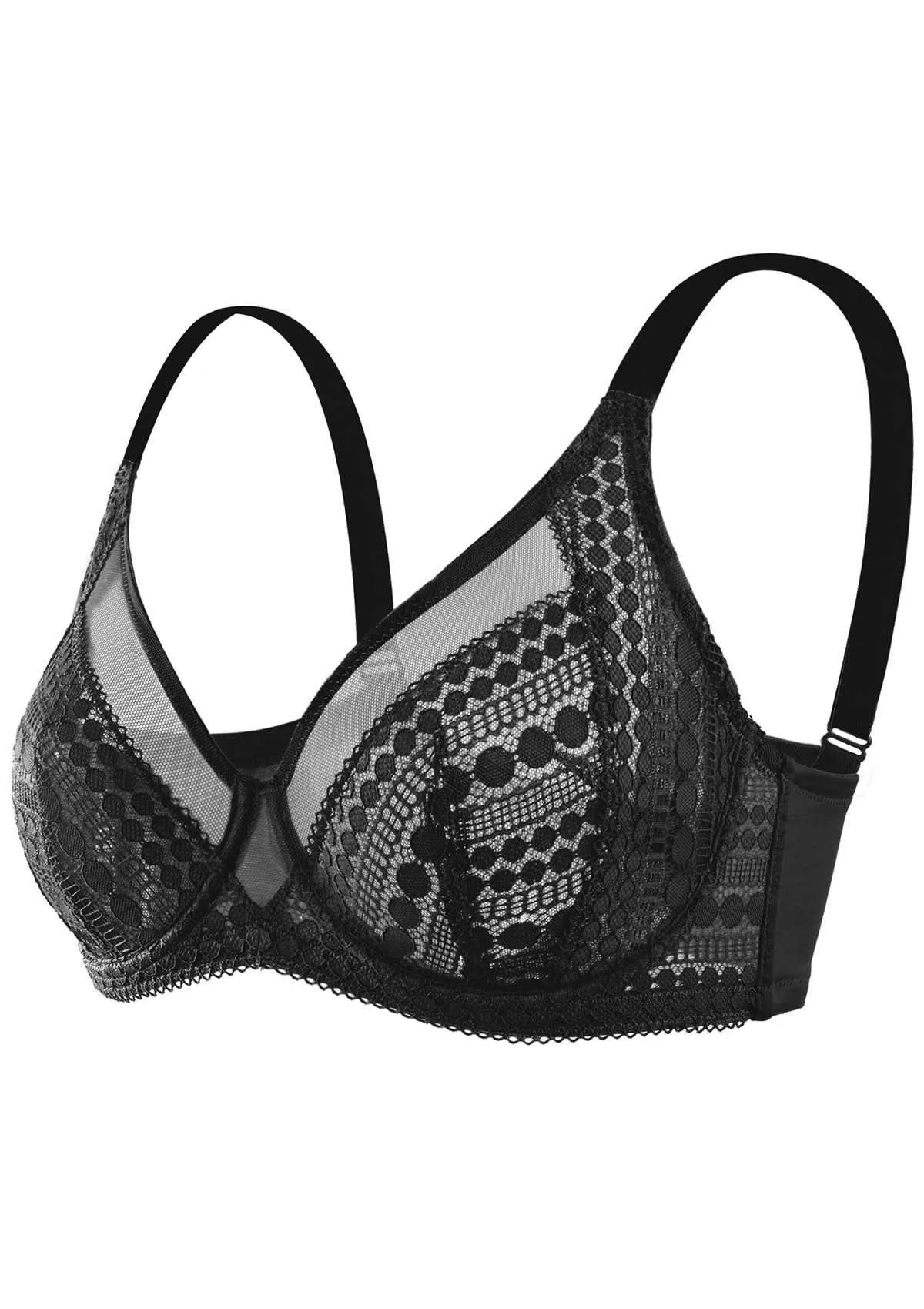 HSIA Polka Dot Sexy Black Lace Bra Set