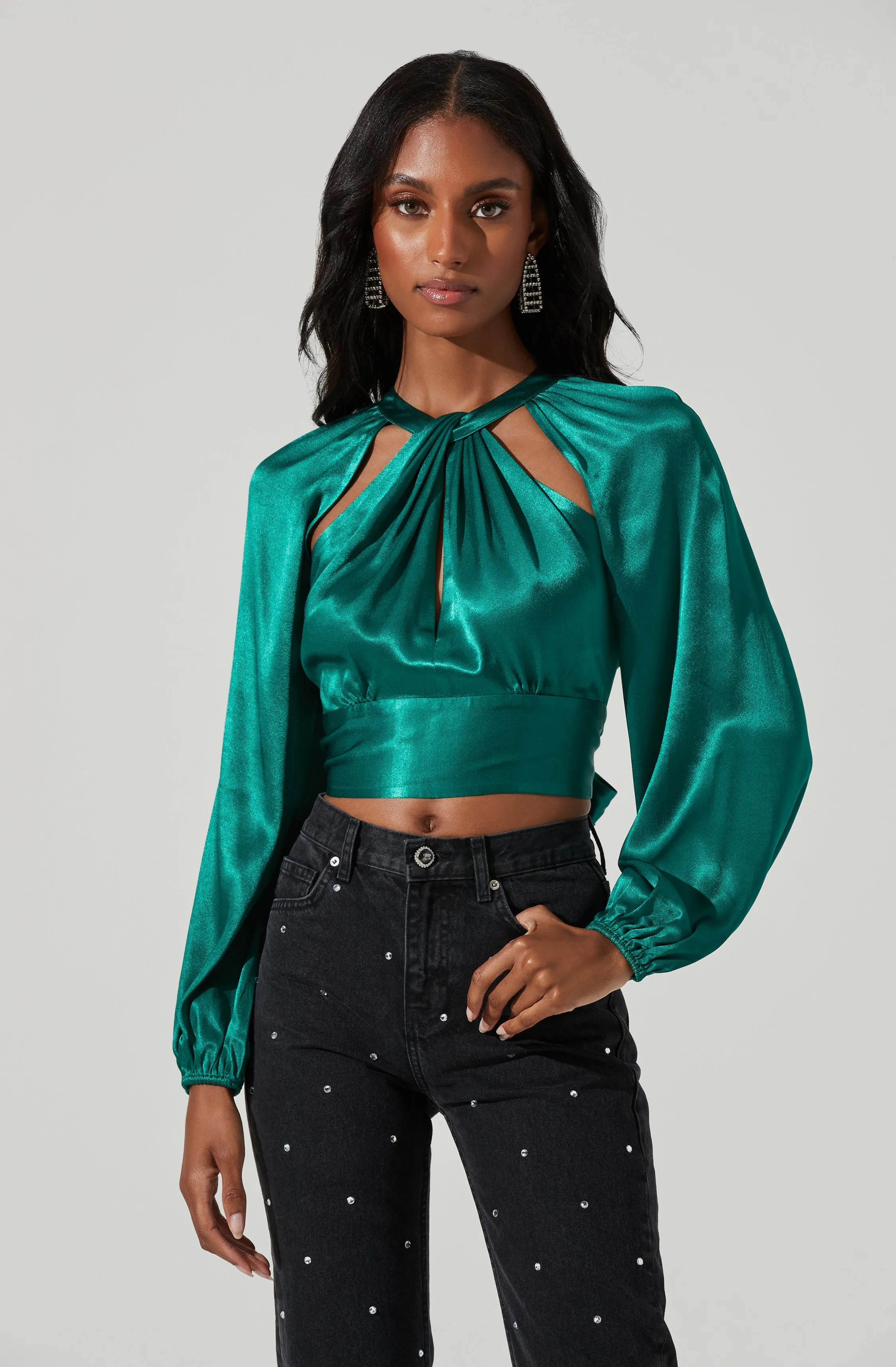 Idara Satin Open Back Top