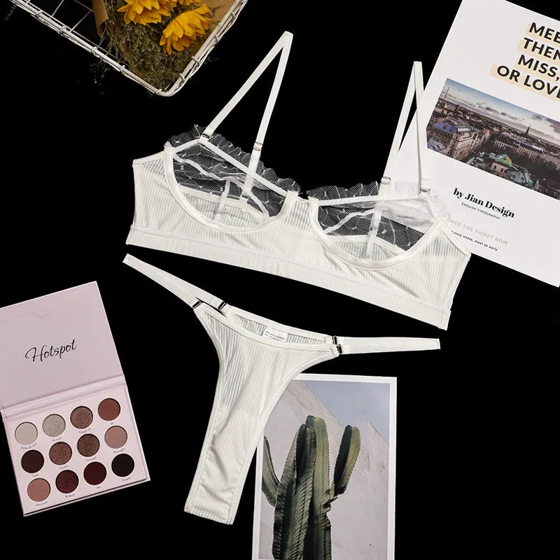 Lace Mesh Eyelashes Sling Sexy Lingerie Set for Women