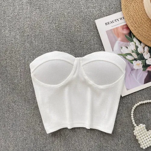 Strapless Tanks Camis Women Summer Corset Crop Tube Tops with Built In Bras