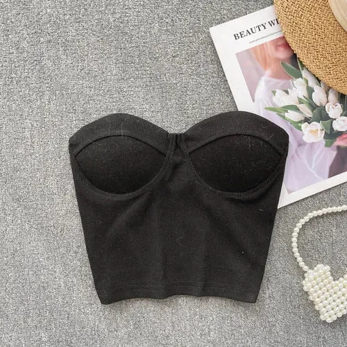 Strapless Tanks Camis Women Summer Corset Crop Tube Tops with Built In Bras